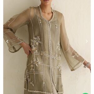 Elegant Olive Green Embroidered Kurta